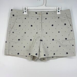 Nautica Womens Size 14 Chino Shorts Light Taupe Gray Navy Seashell Ships Wheel